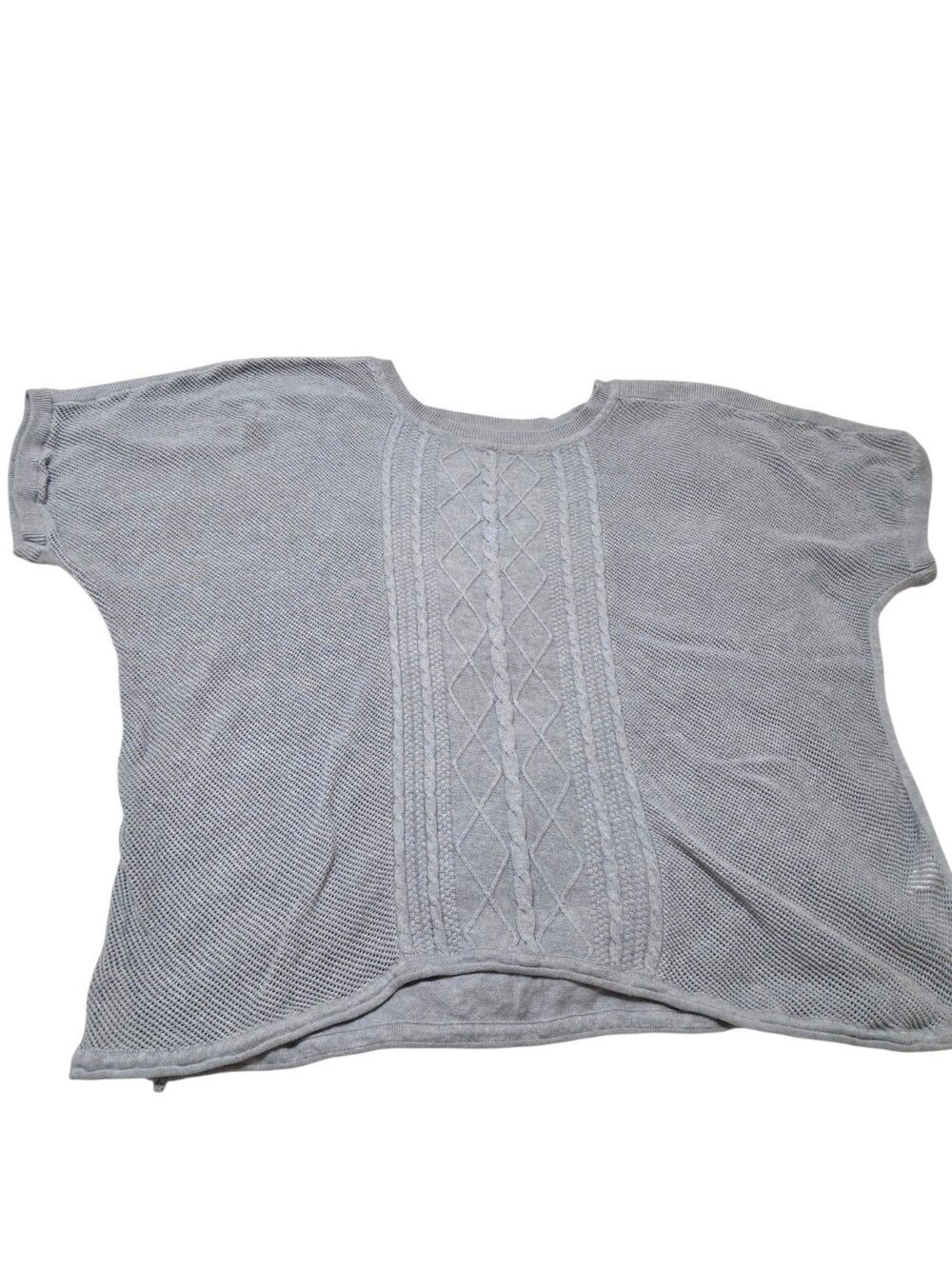 prAna Nadine Pullover Organic Cotton Sweater Short Sleeve XL Gray Boxy J7